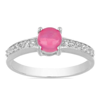 BUY NATURAL PINK ETHIOPIAN OPAL GEMSTONE CLASSIC RING IN STERLING SILVER